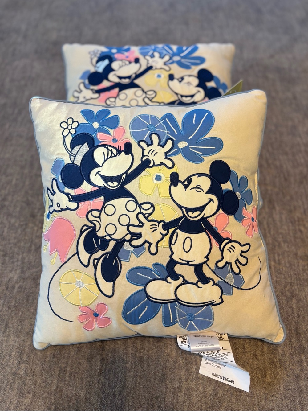 Spring Disney's Mickey Mouse & Minnie Mouse Decorative Pillows set of 2 NWT